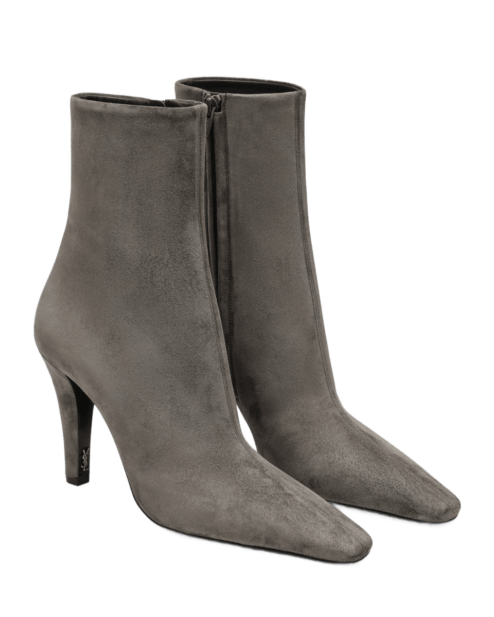 Saint Laurent Grey Suede Jill Ankle Boots Glam Steals