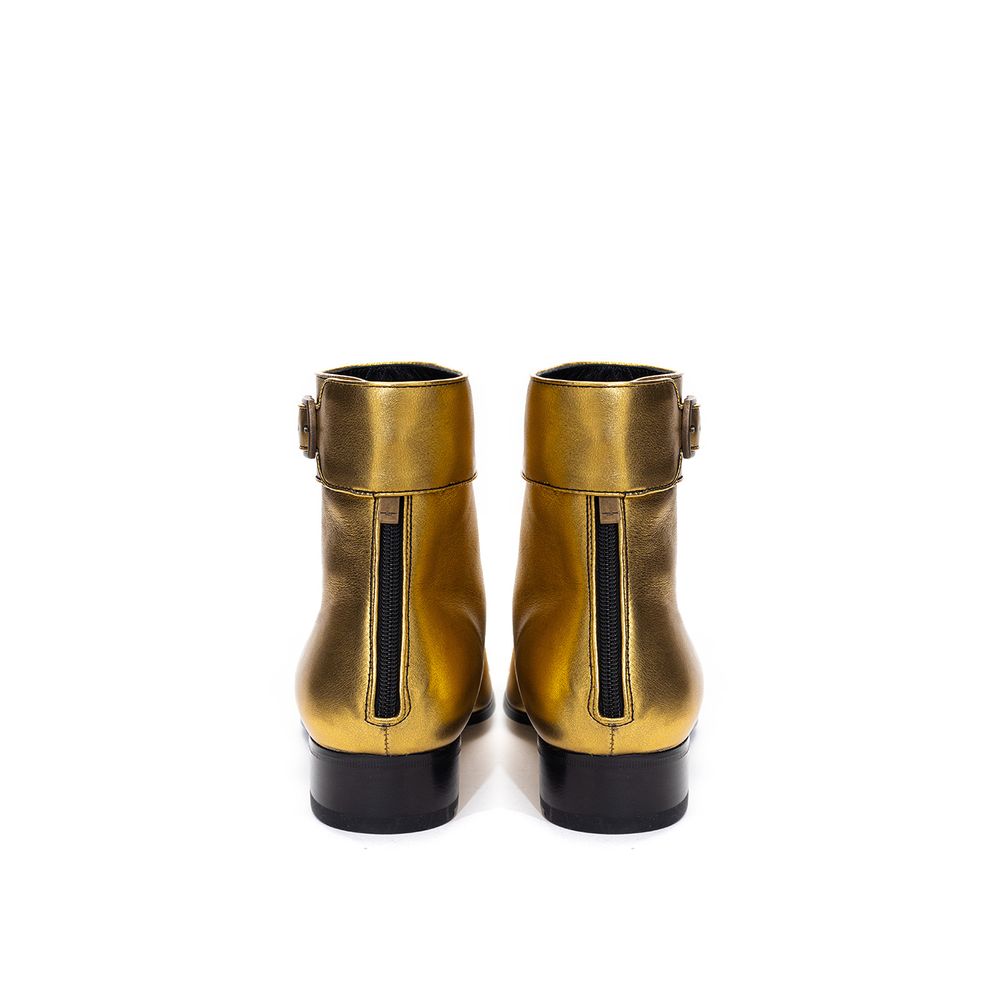 Saint Laurent Leather Gold Boot Glam Steals