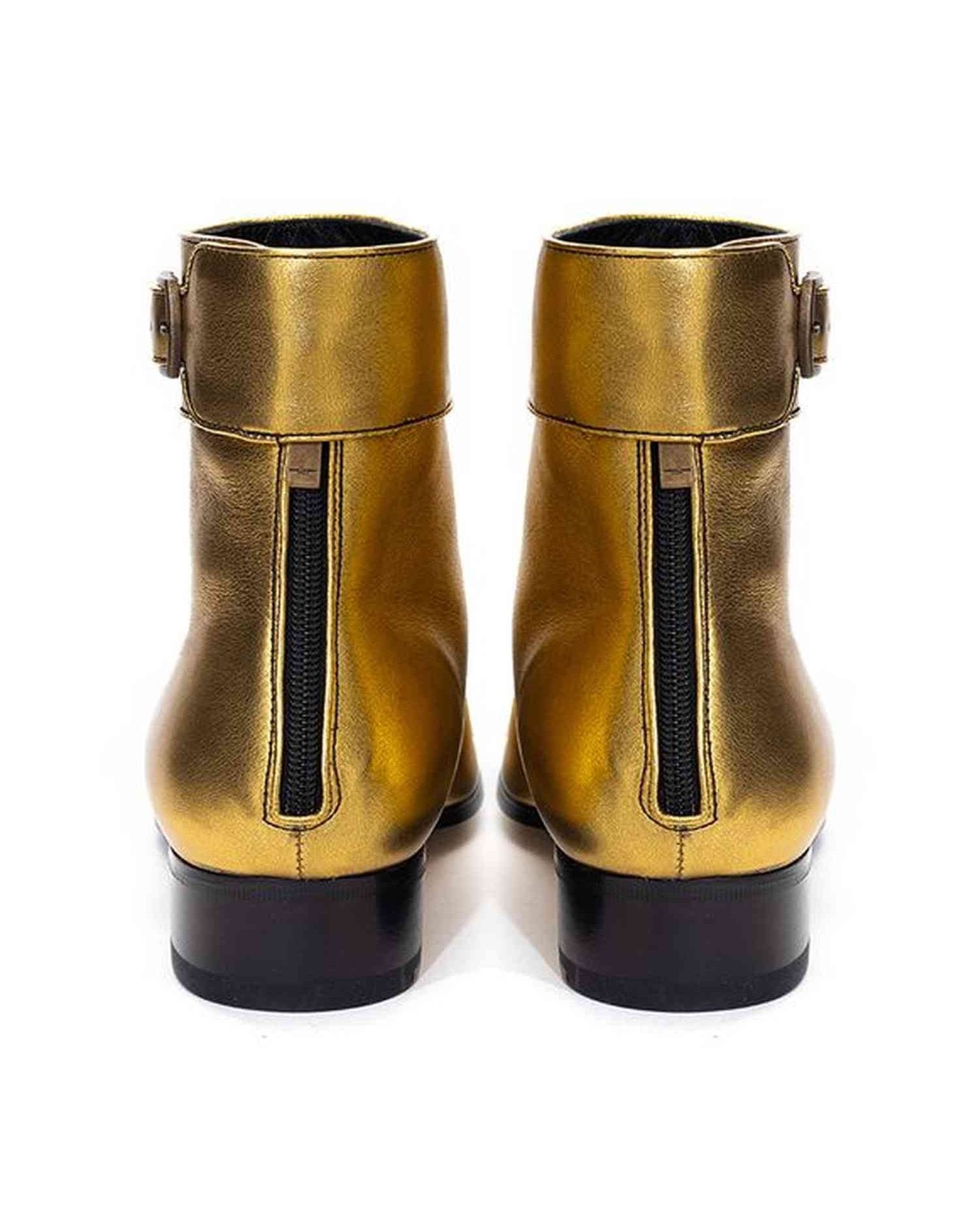 Saint Laurent Leather Gold Boot Glam Steals