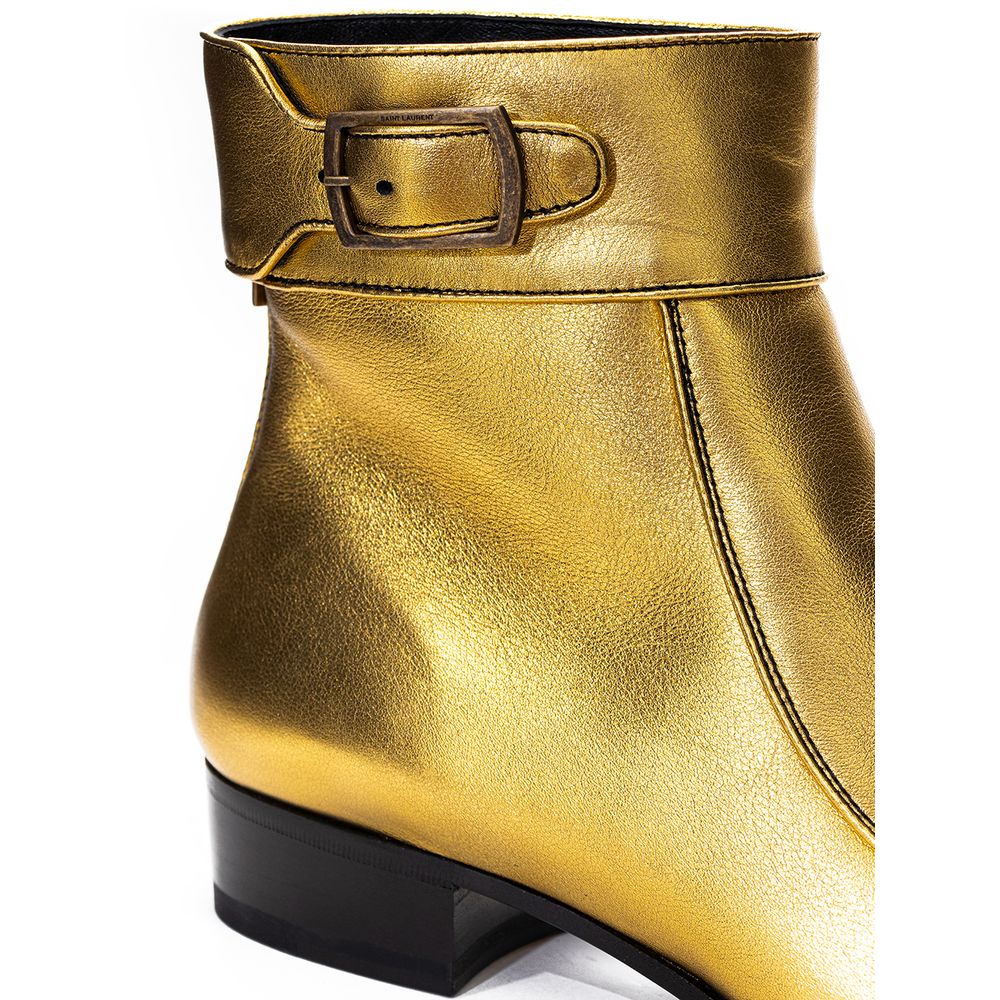 Saint Laurent Leather Gold Boot Glam Steals