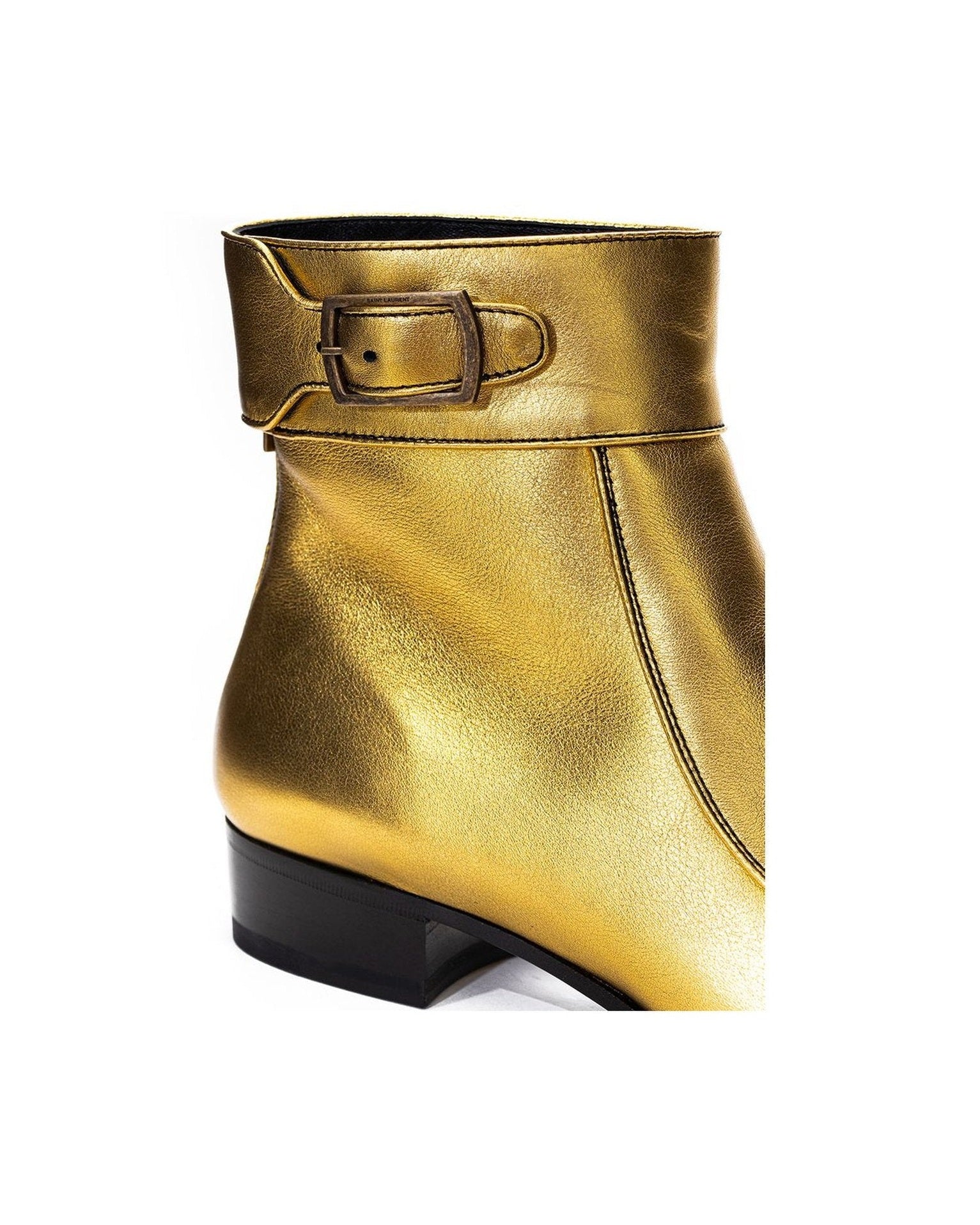 Saint Laurent Leather Gold Boot Glam Steals