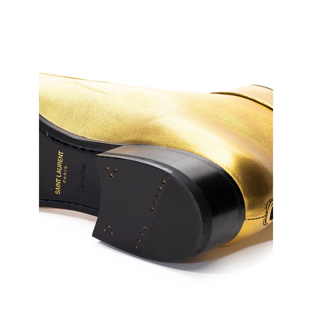 Saint Laurent Leather Gold Boot Glam Steals