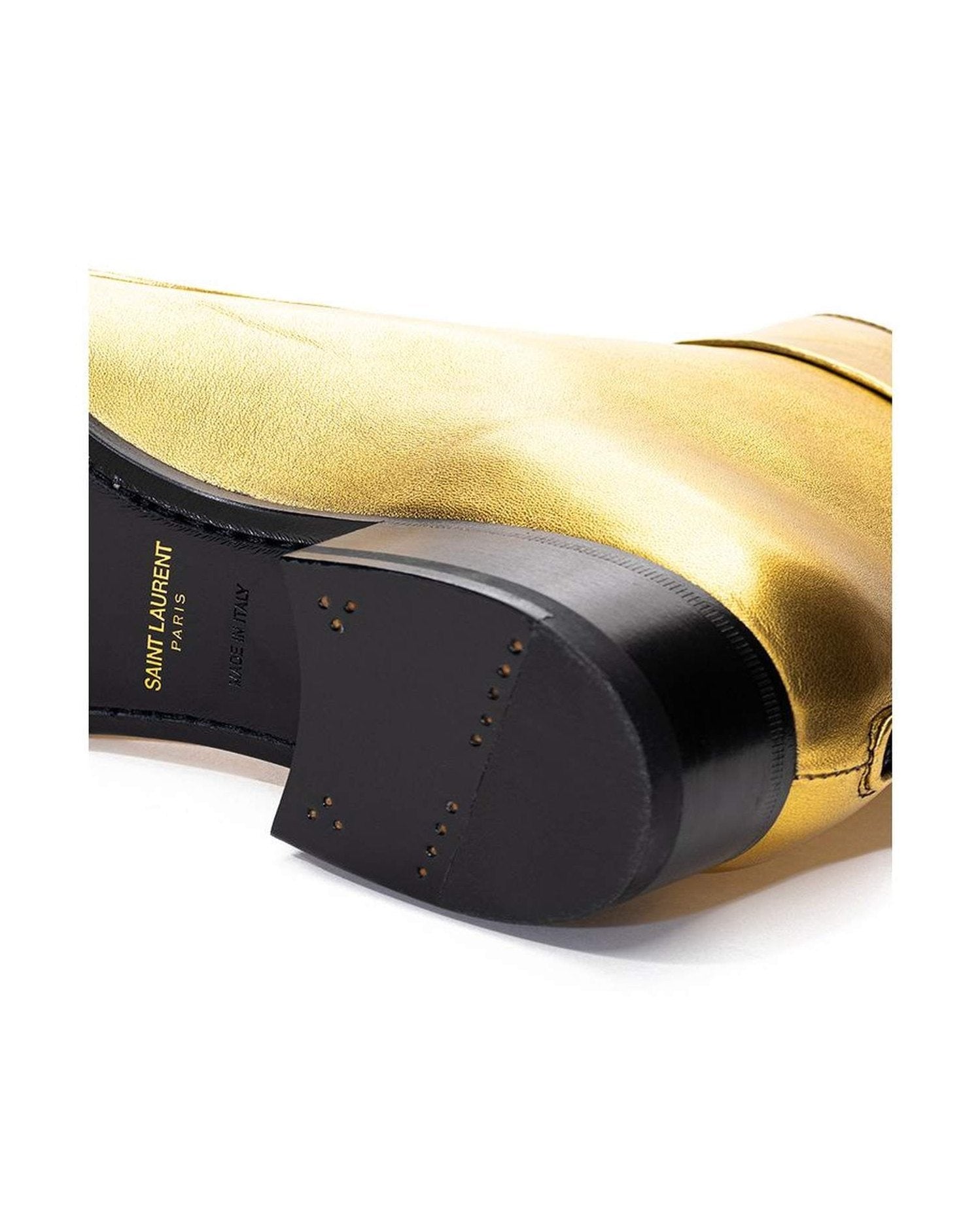 Saint Laurent Leather Gold Boot Glam Steals