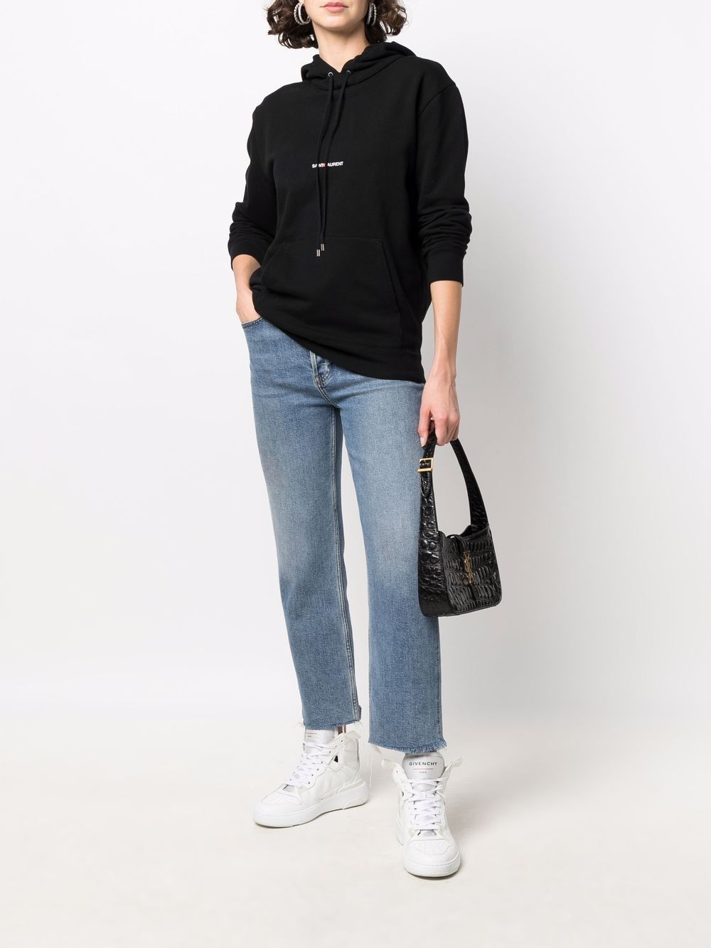 Saint Laurent Logo Print Hoodie Glam Steals