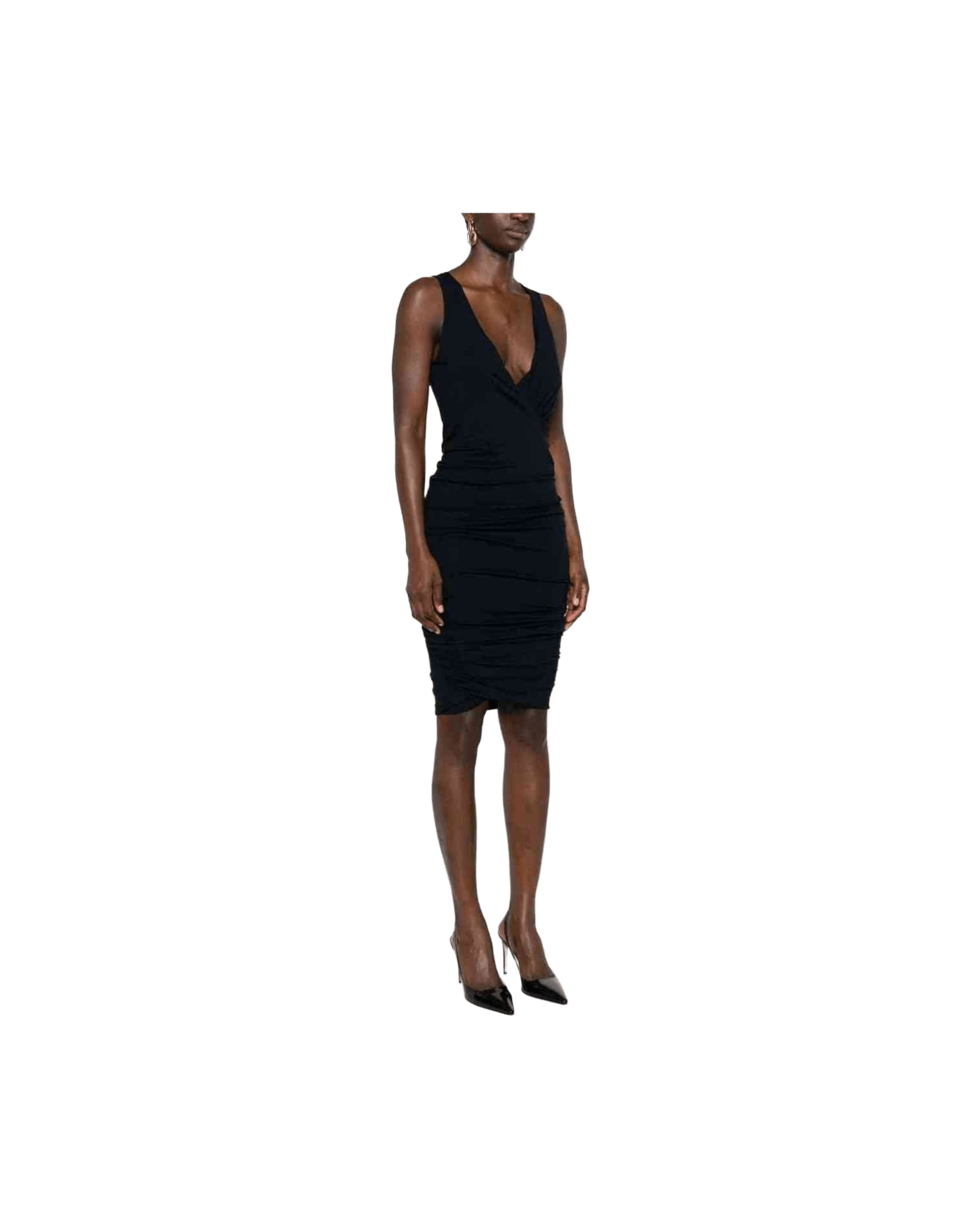 Saint Laurent Ruched V Neck Mini Dress Glam Steals