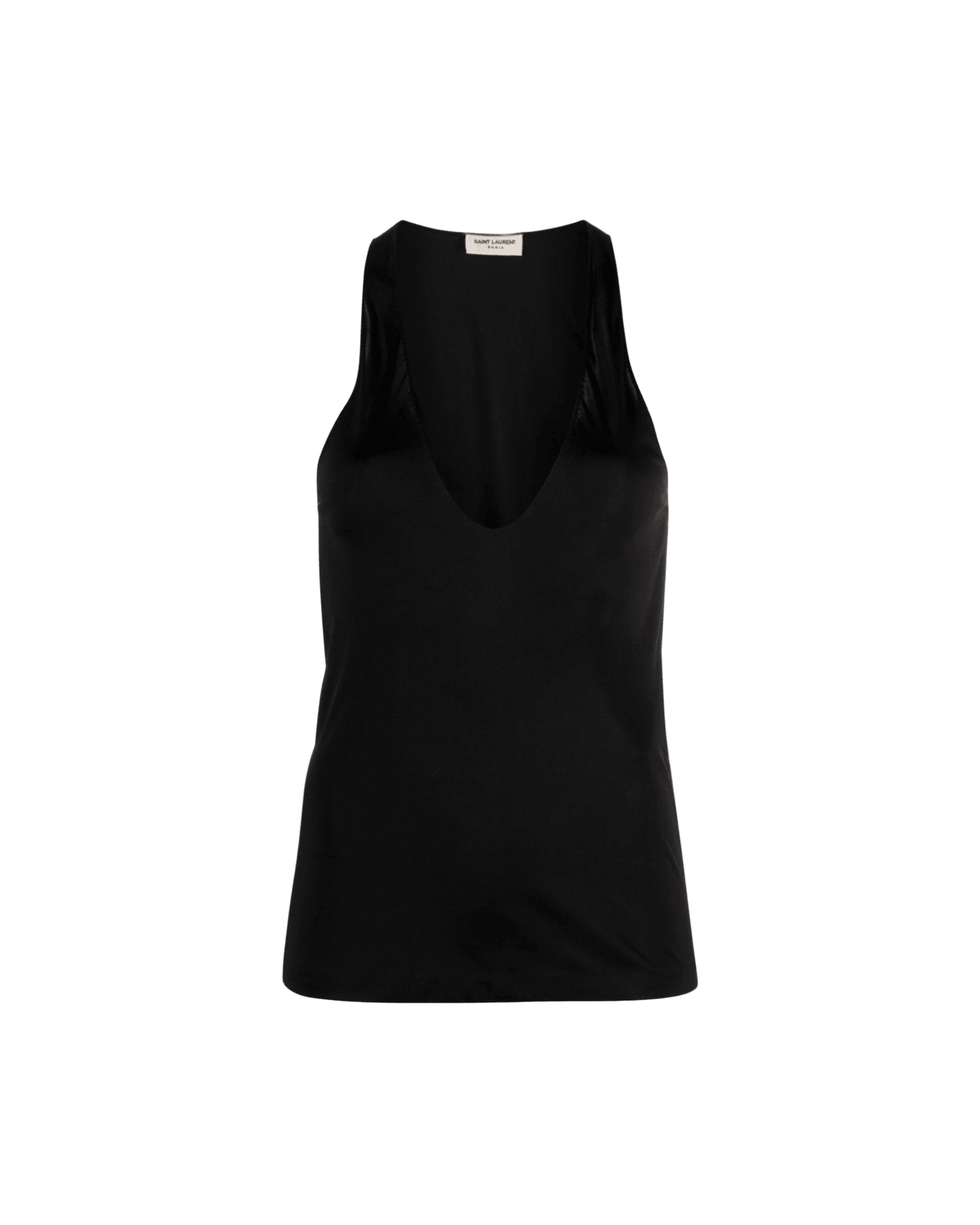 Saint Laurent Satin Plunging Tank Top Glam Steals