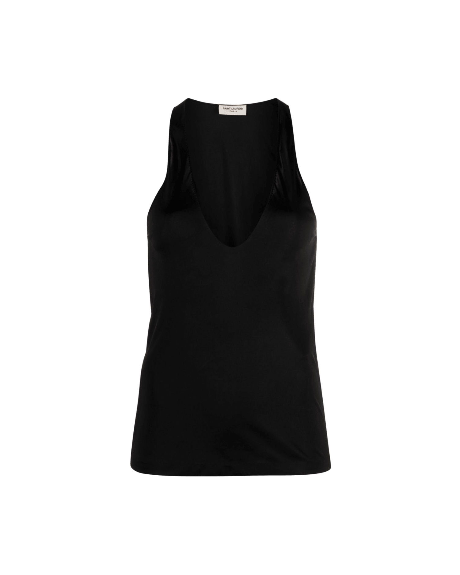 Saint Laurent Satin Plunging Tank Top Glam Steals