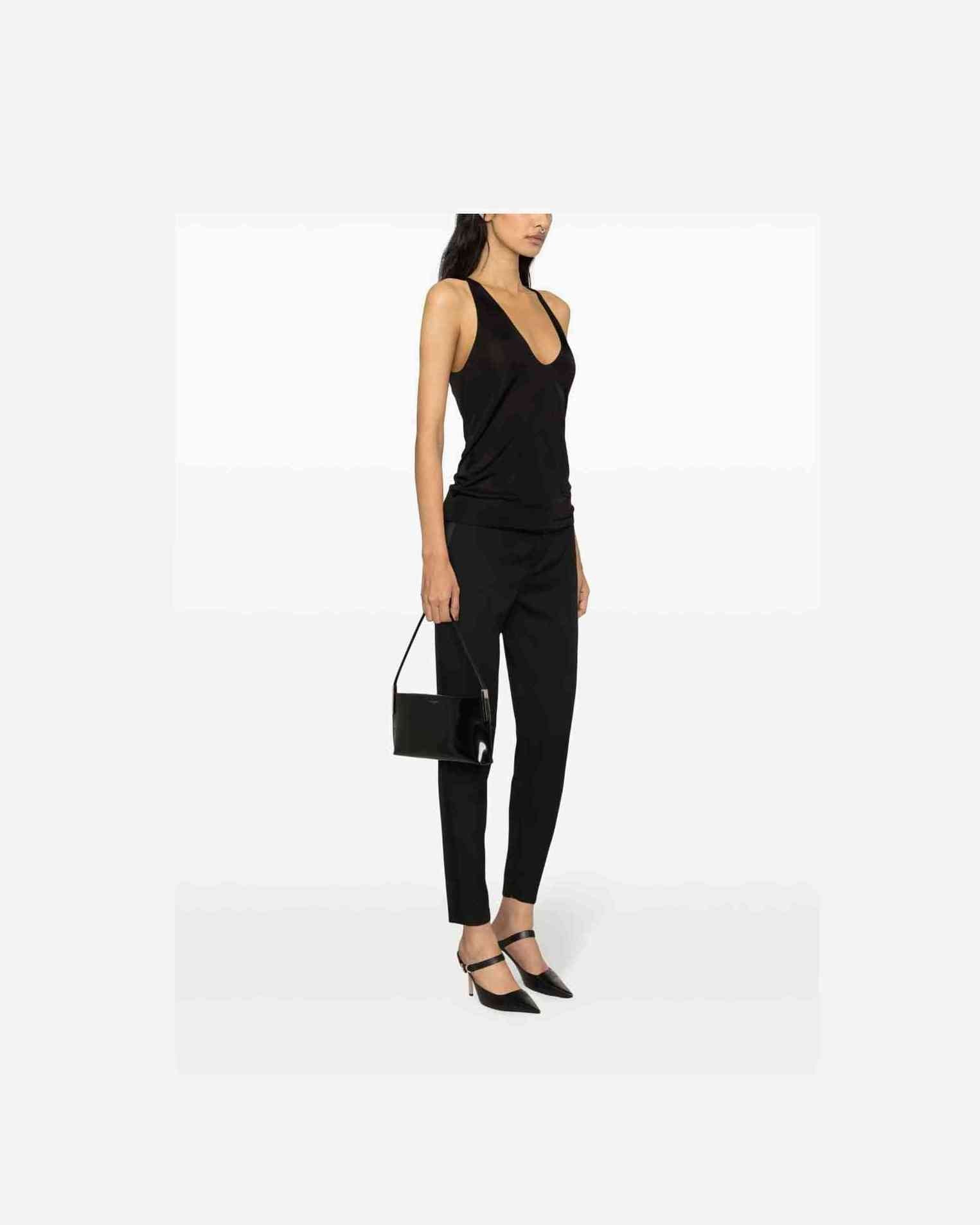 Saint Laurent Satin Plunging Tank Top Glam Steals