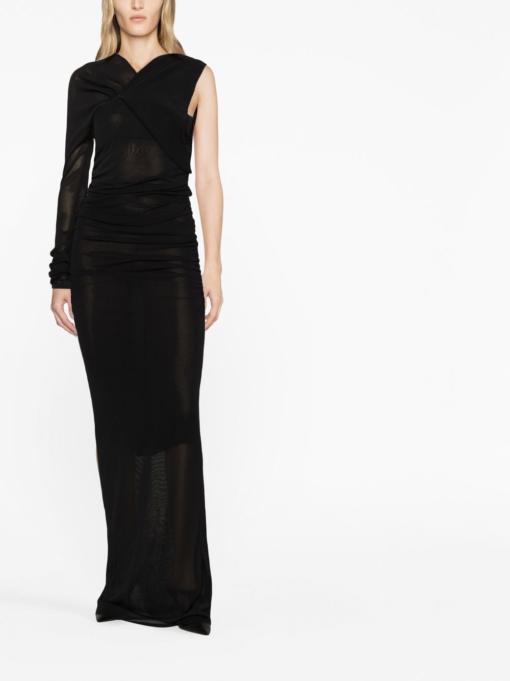Saint Laurent Semi Sheer One Sleeve Long Dress Glam Steals