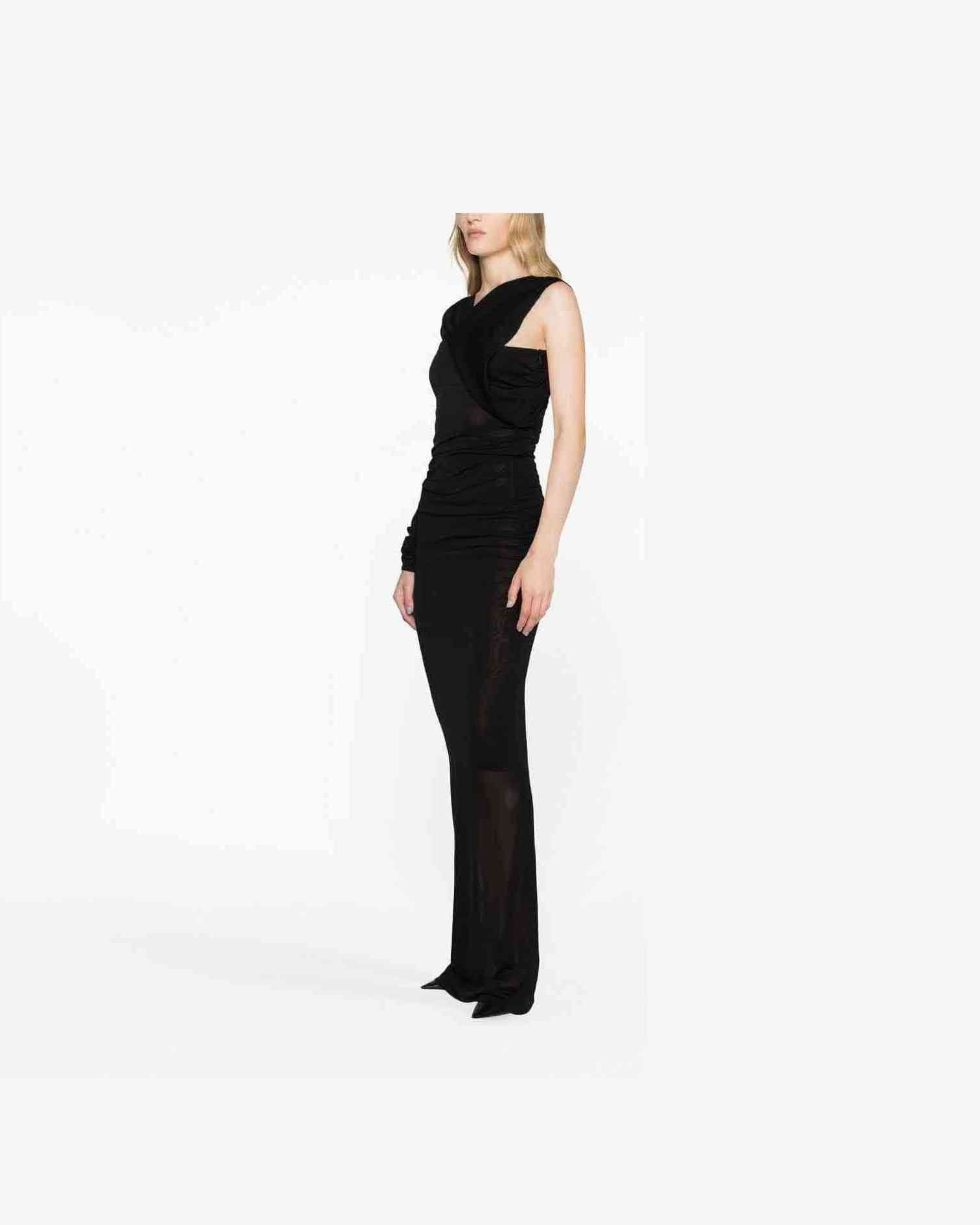 Saint Laurent Semi Sheer One Sleeve Long Dress Dresses