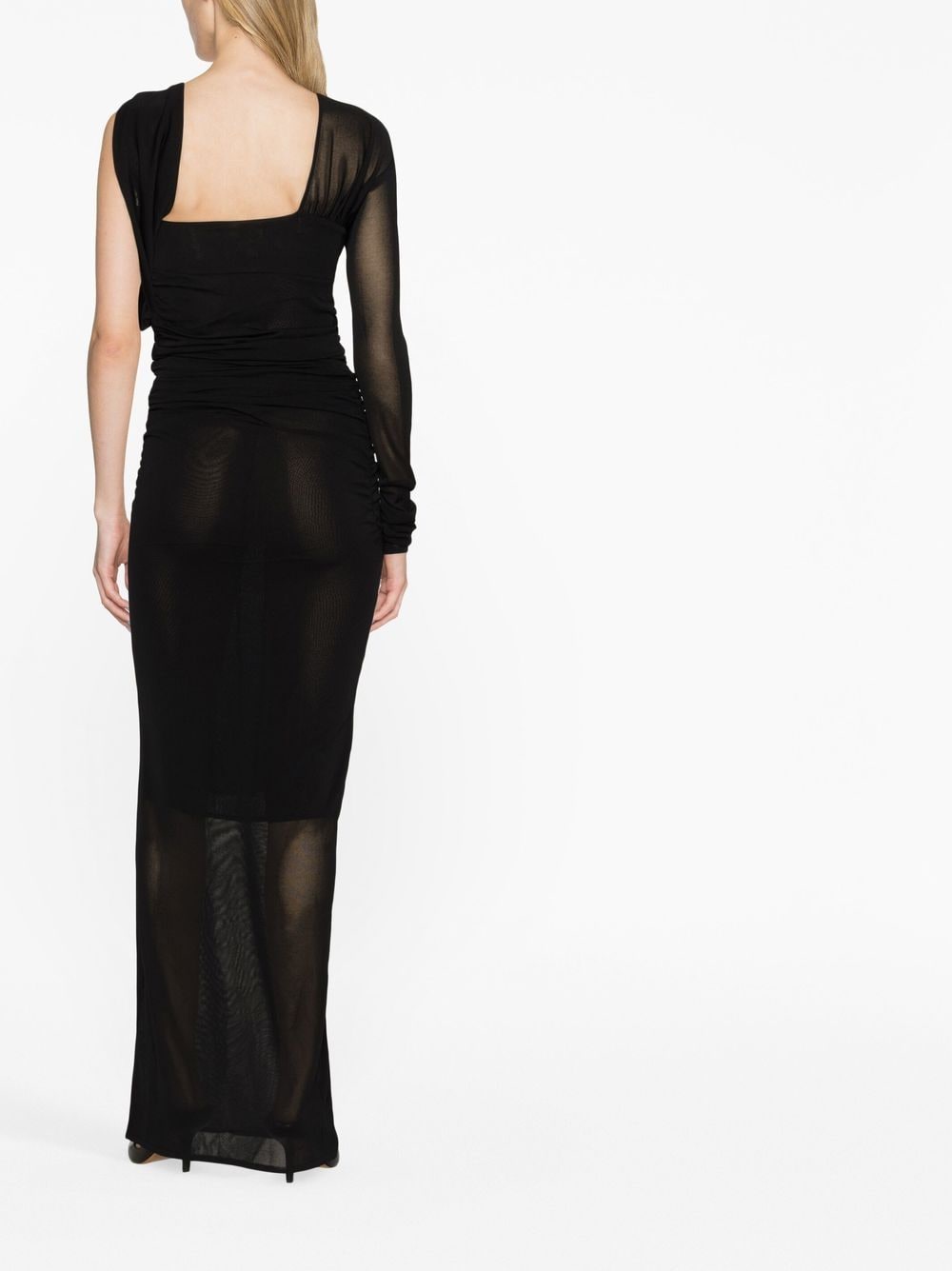 Saint Laurent Semi Sheer One Sleeve Long Dress Glam Steals
