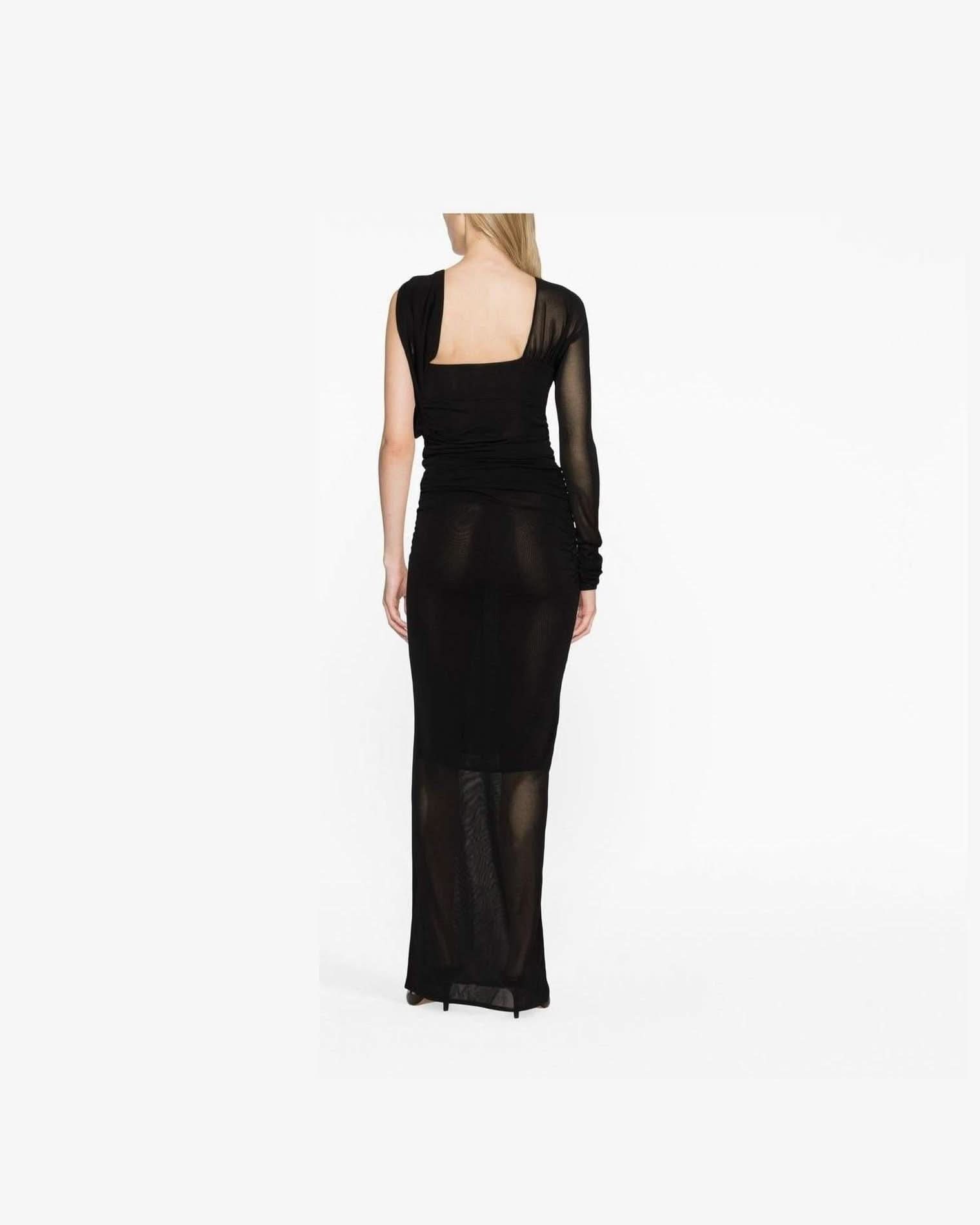 Saint Laurent Semi Sheer One Sleeve Long Dress Dresses
