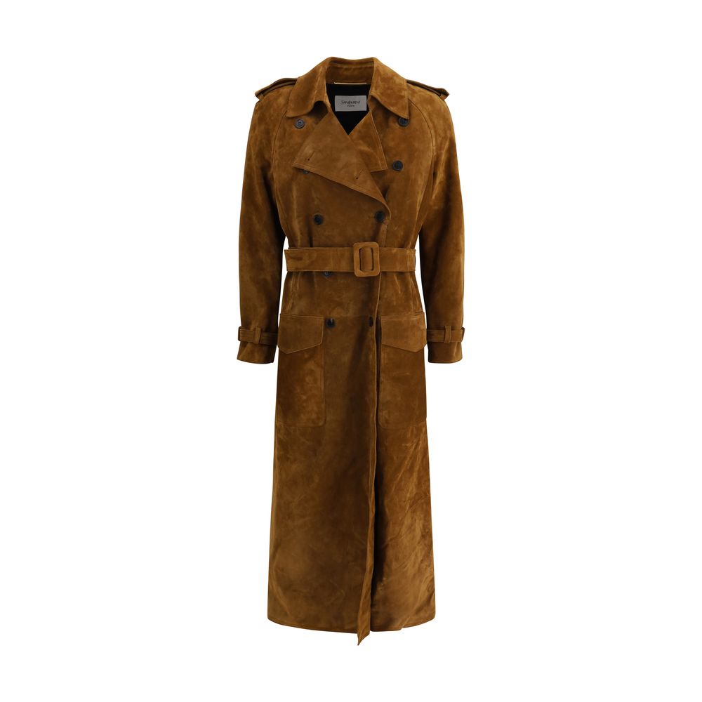 Saint Laurent Suede Trench Coat Glam Steals