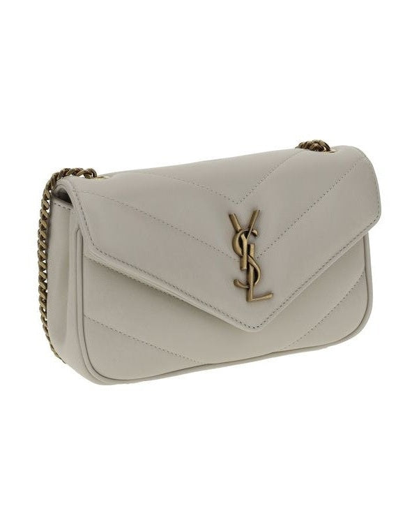Saint Laurent White Lamb Ovis Aries Shoulder Bag Glam Steals
