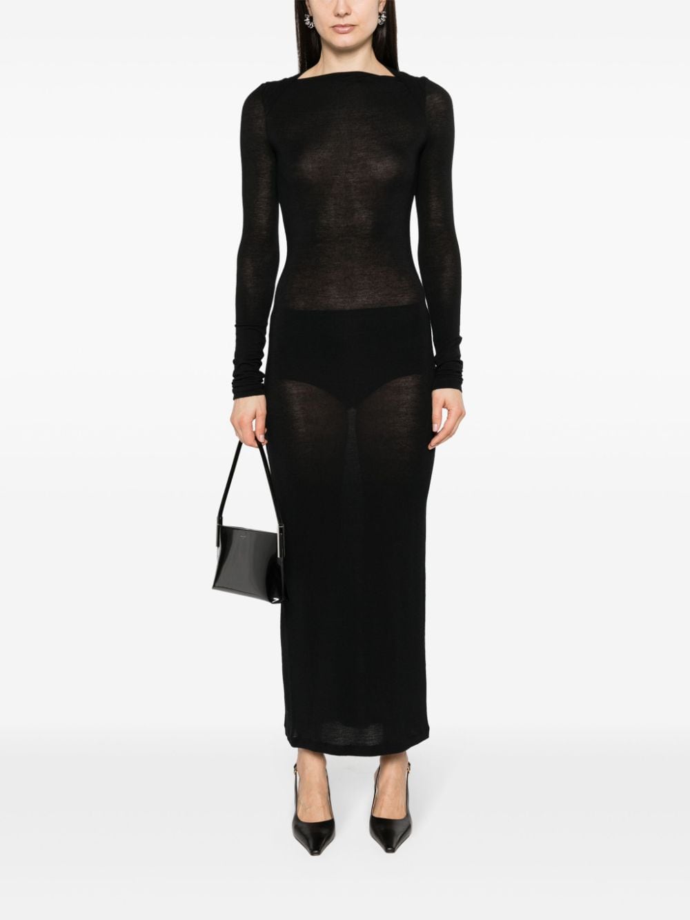 Saint Laurent Wool Blend Long Pencil Dress Glam Steals