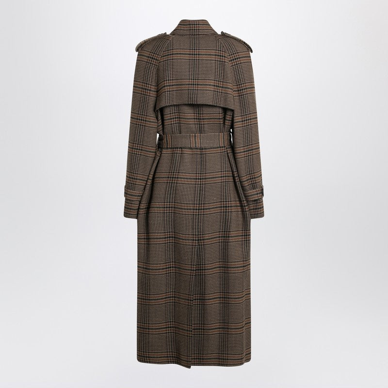 Saint Laurent Wool Double Breasted Coat in Prince Of Wales Glam Steals
