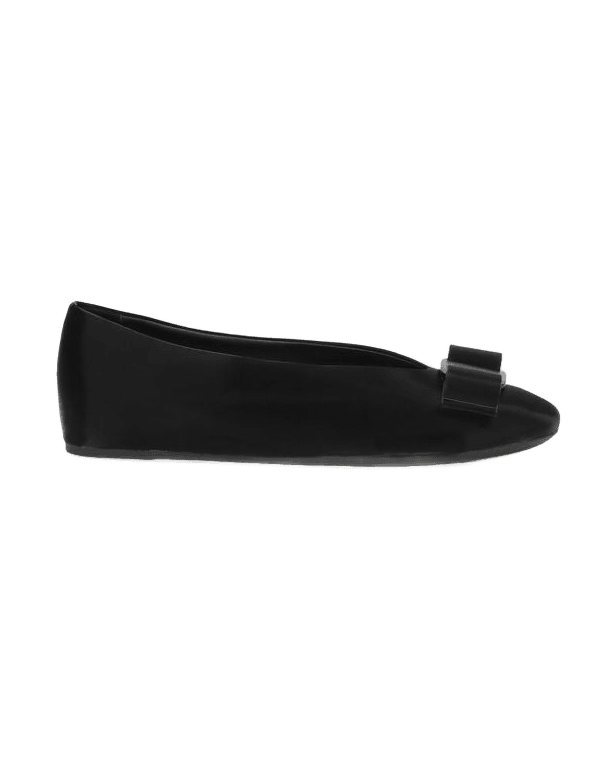 Salvatore Ferragamo Black Calf Leather Bos Taurus Ballet Flats Flats