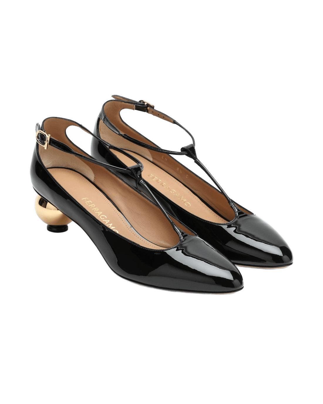 Salvatore Ferragamo Black Patent T Strap Décolleté Heels Glam Steals