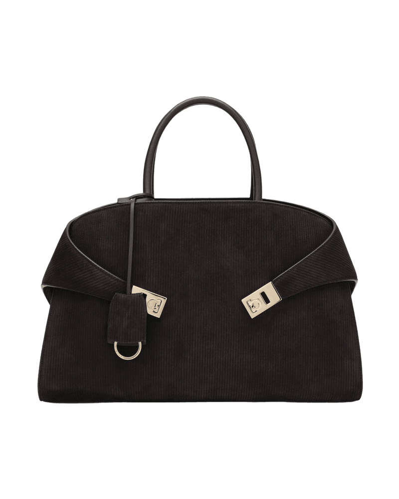 Salvatore Ferragamo Brown Suede Hug Soft L Shoulder Bag Glam Steals