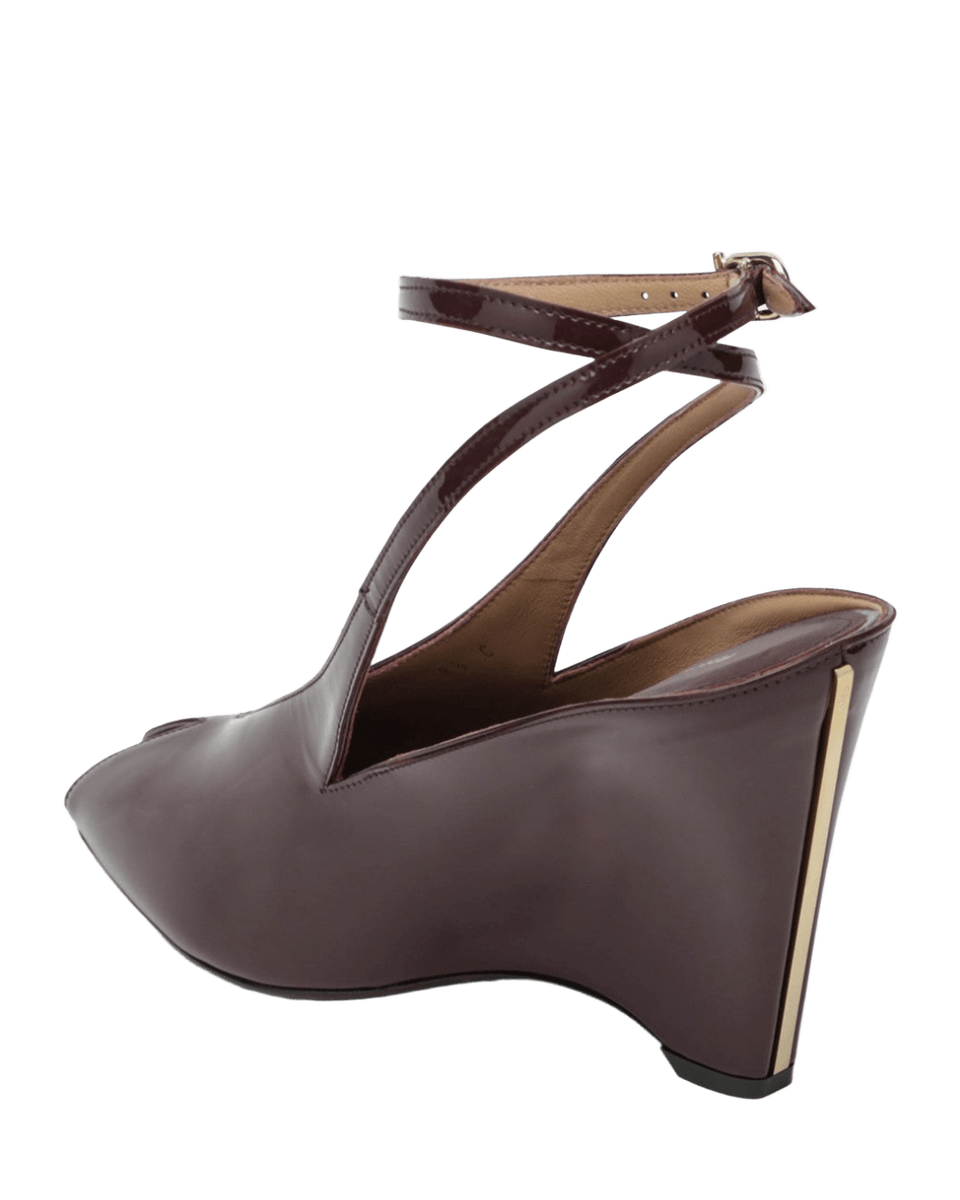 Salvatore Ferragamo Peep Toe Wedge Sandals in Bordeaux Glam Steals
