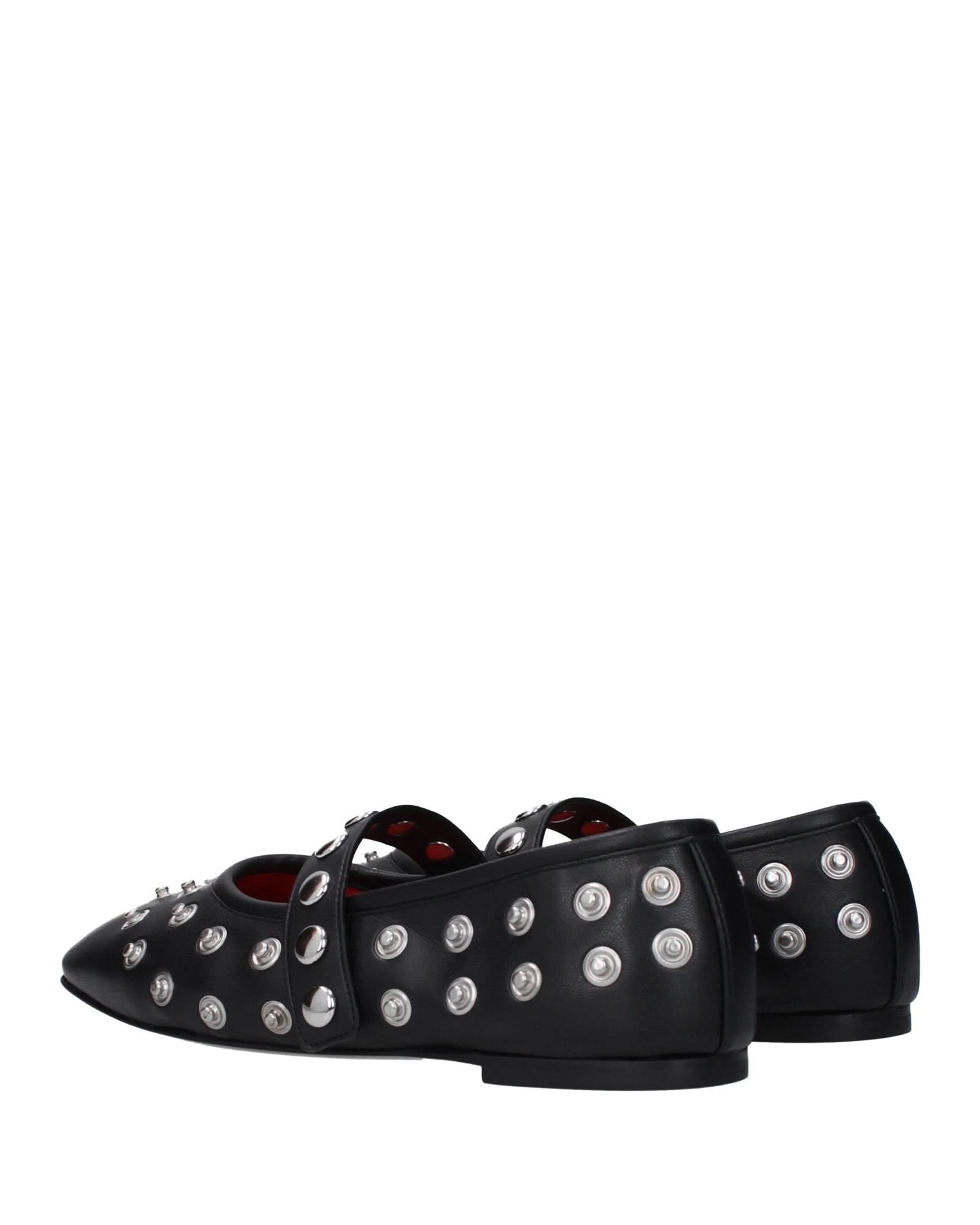 Stella Mccartney Black Leather Ballet Flats Flats