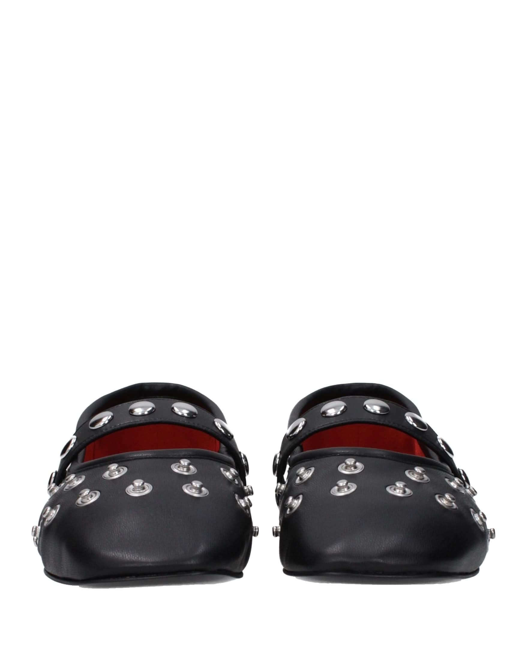 Stella Mccartney Black Leather Ballet Flats Flats