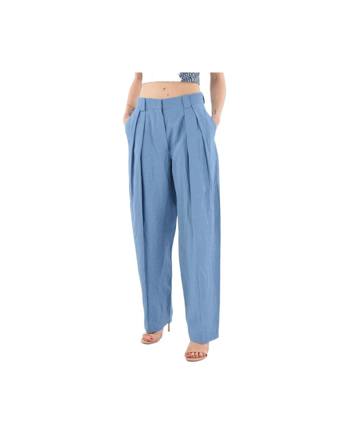 Stella Mccartney Blue Linen Pant Pants