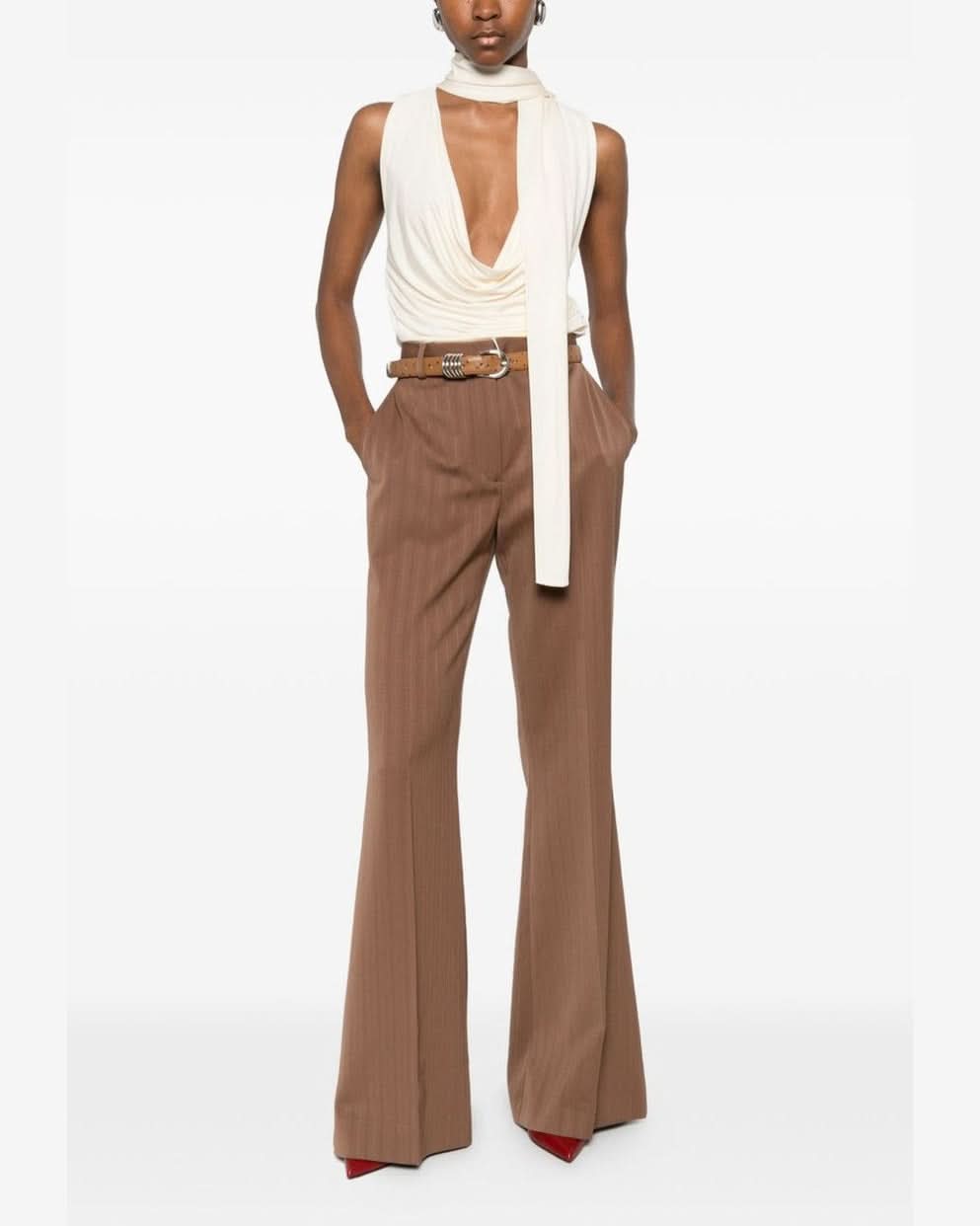 Stella Mccartney Brown Leather Trouser Trousers