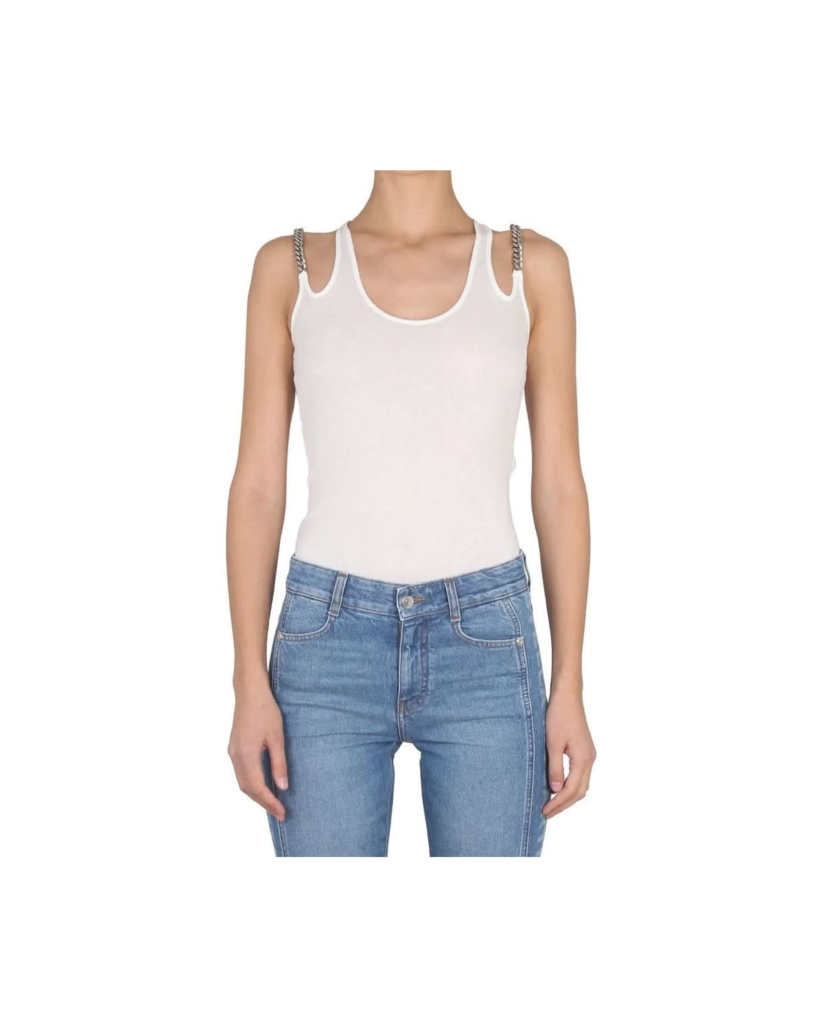 Stella Mccartney White Cotton Tank Top Tank Tops