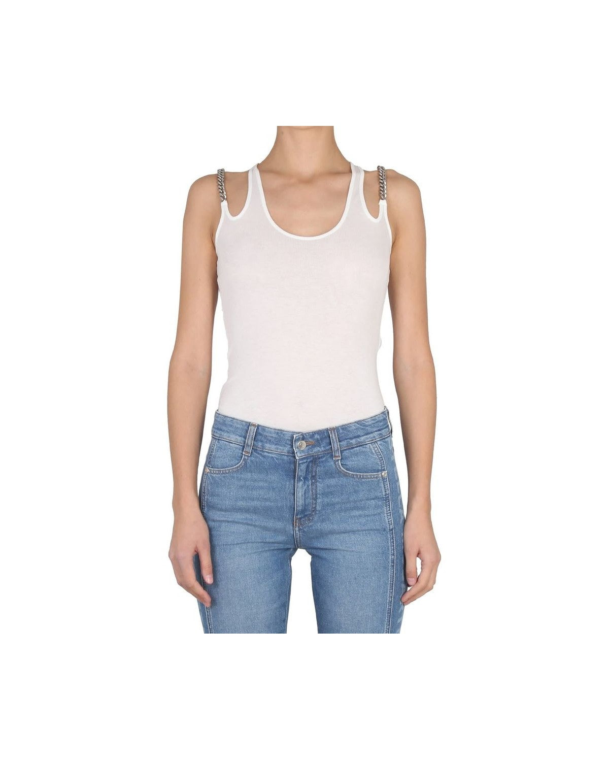Stella Mccartney White Cotton Tank Top Tank Tops