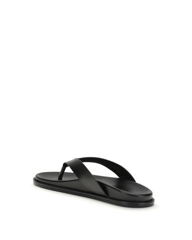 Stuart Weitzman Black Calf Leather Bos Taurus Flip Flop Sandals Glam Steals