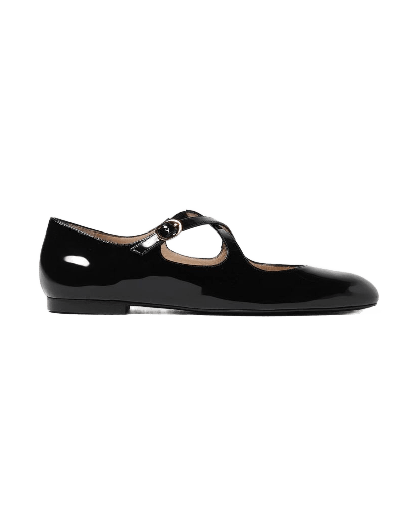 Stuart Weitzman Black Leather Patent Ballet Flats Flats