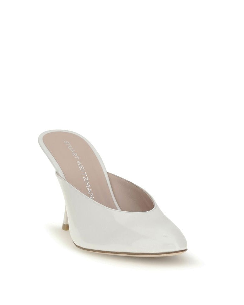 Stuart Weitzman White Calf Leather Bos Taurus Mules Glam Steals