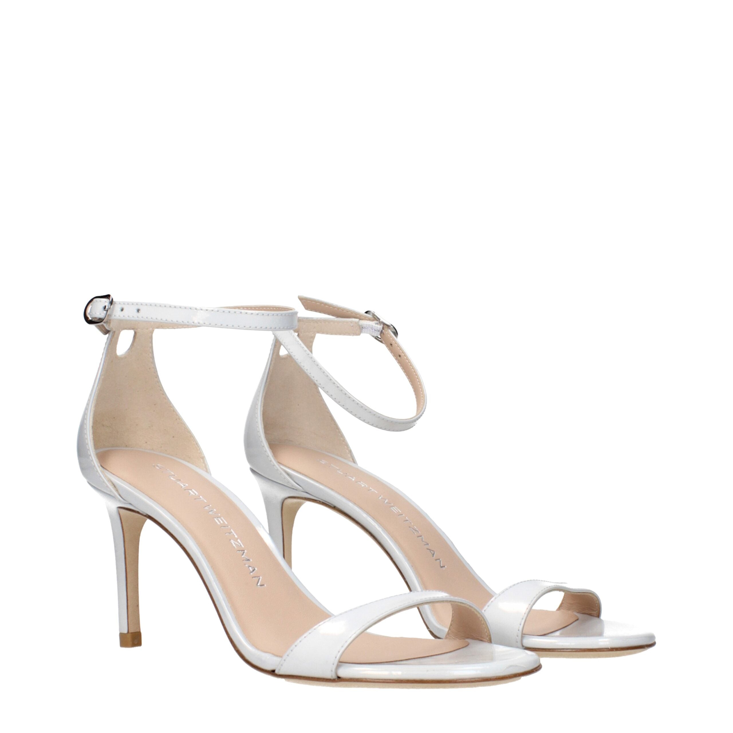 Stuart Weitzman White Leather Stiletto Heels Sandals Glam Steals