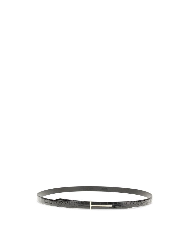 Tom Ford Black Leather Thin Belt Belts