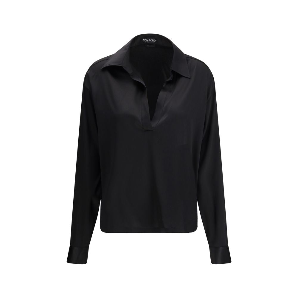 Tom Ford Black Silk Polo Shirt Glam Steals