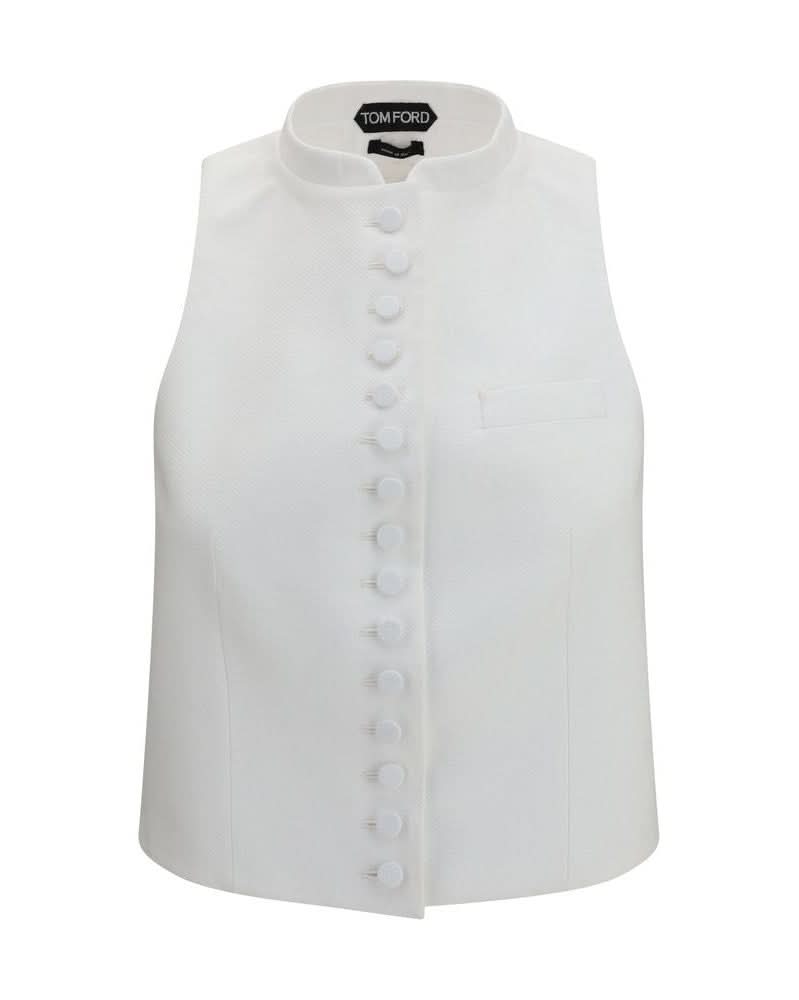 Tom Ford White Cotton Waistcoat Glam Steals