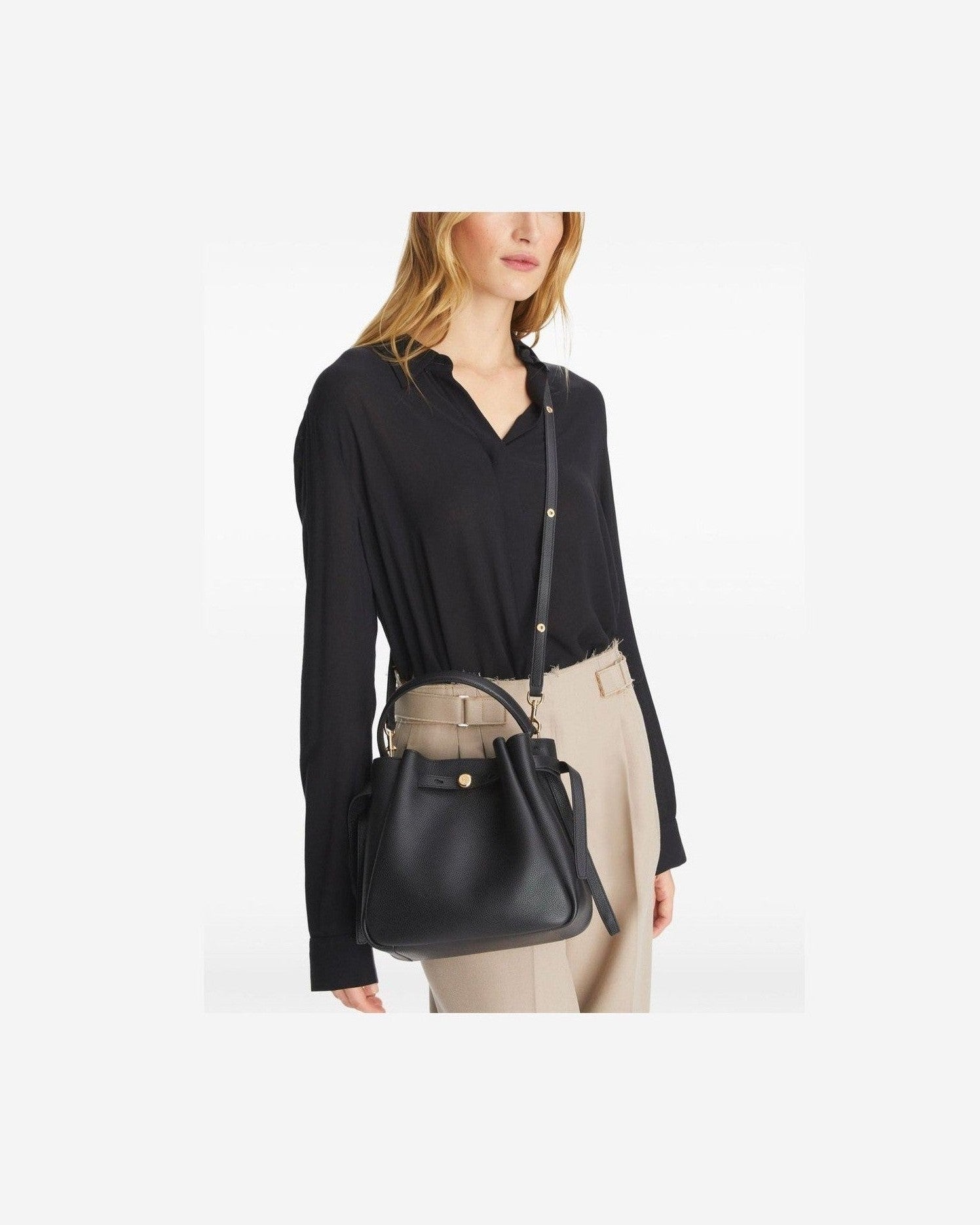 Tory Burch Romy Pebbled Bucket Bag Glam Steals