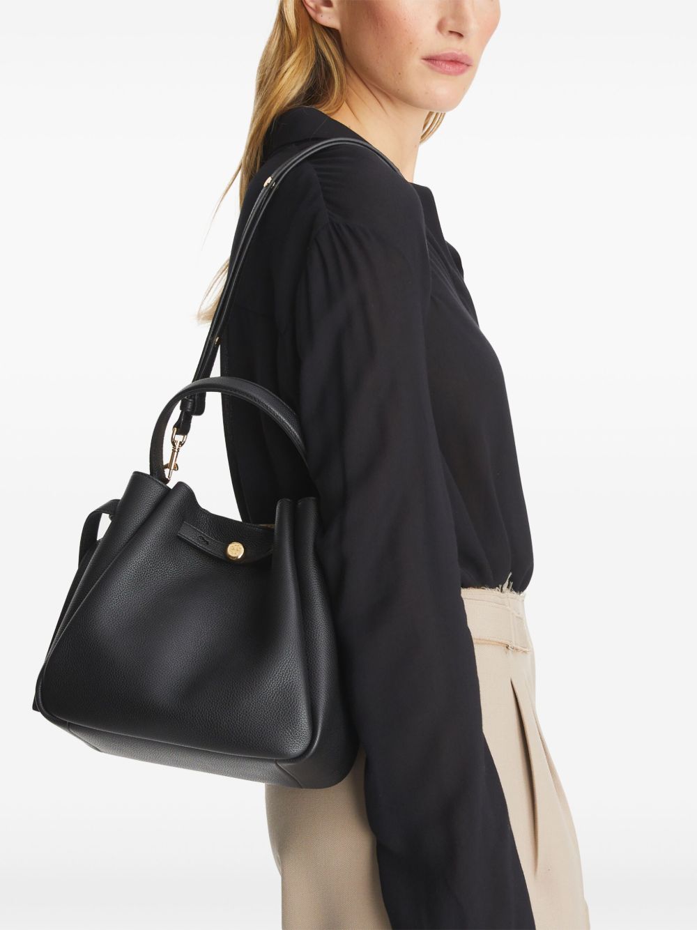 Tory Burch Romy Pebbled Bucket Bag Glam Steals