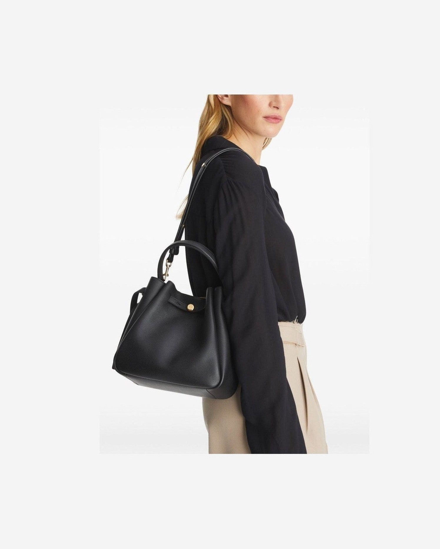 Tory Burch Romy Pebbled Bucket Bag Glam Steals