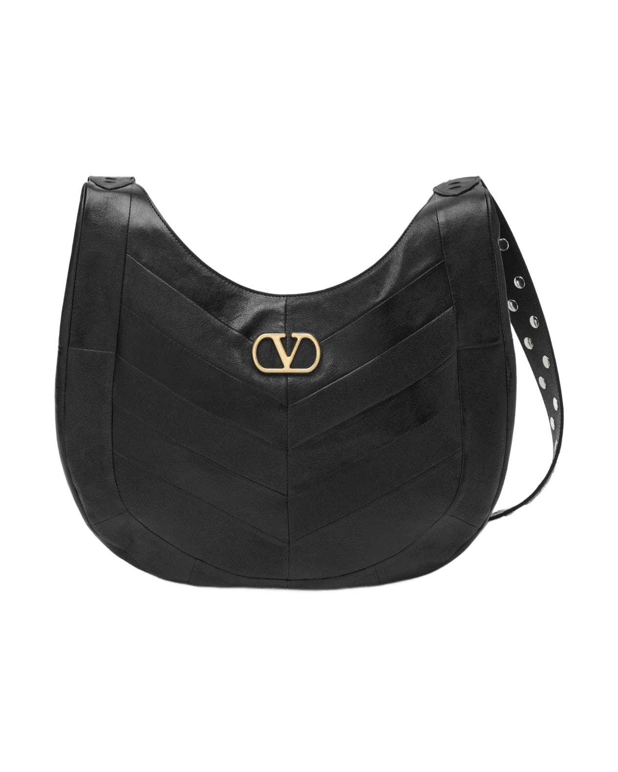 Valentino Garavani Black Medium Hoboho Bag In Chevron Pattern Nappa Glam Steals