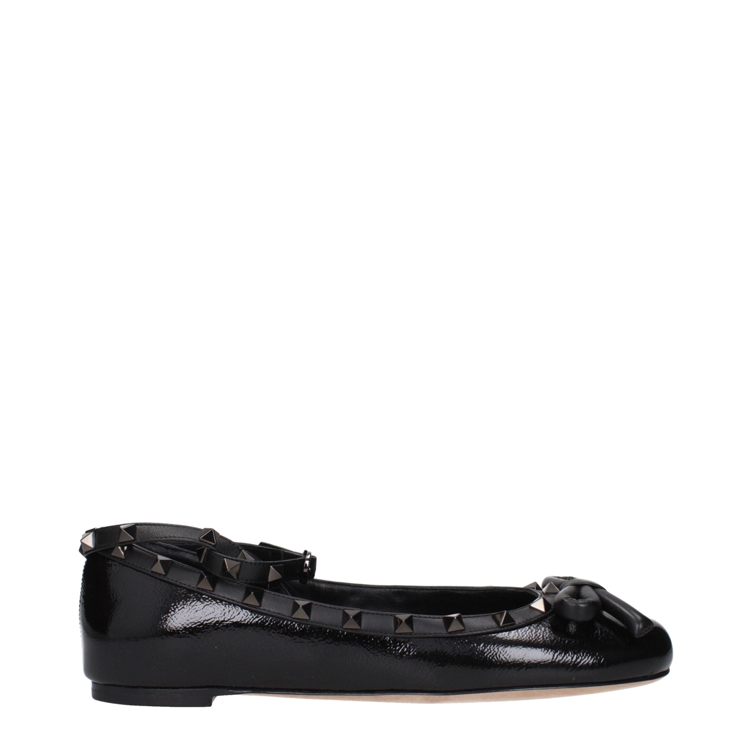 Valentino Black Leather Garavani Ballet Flats Glam Steals