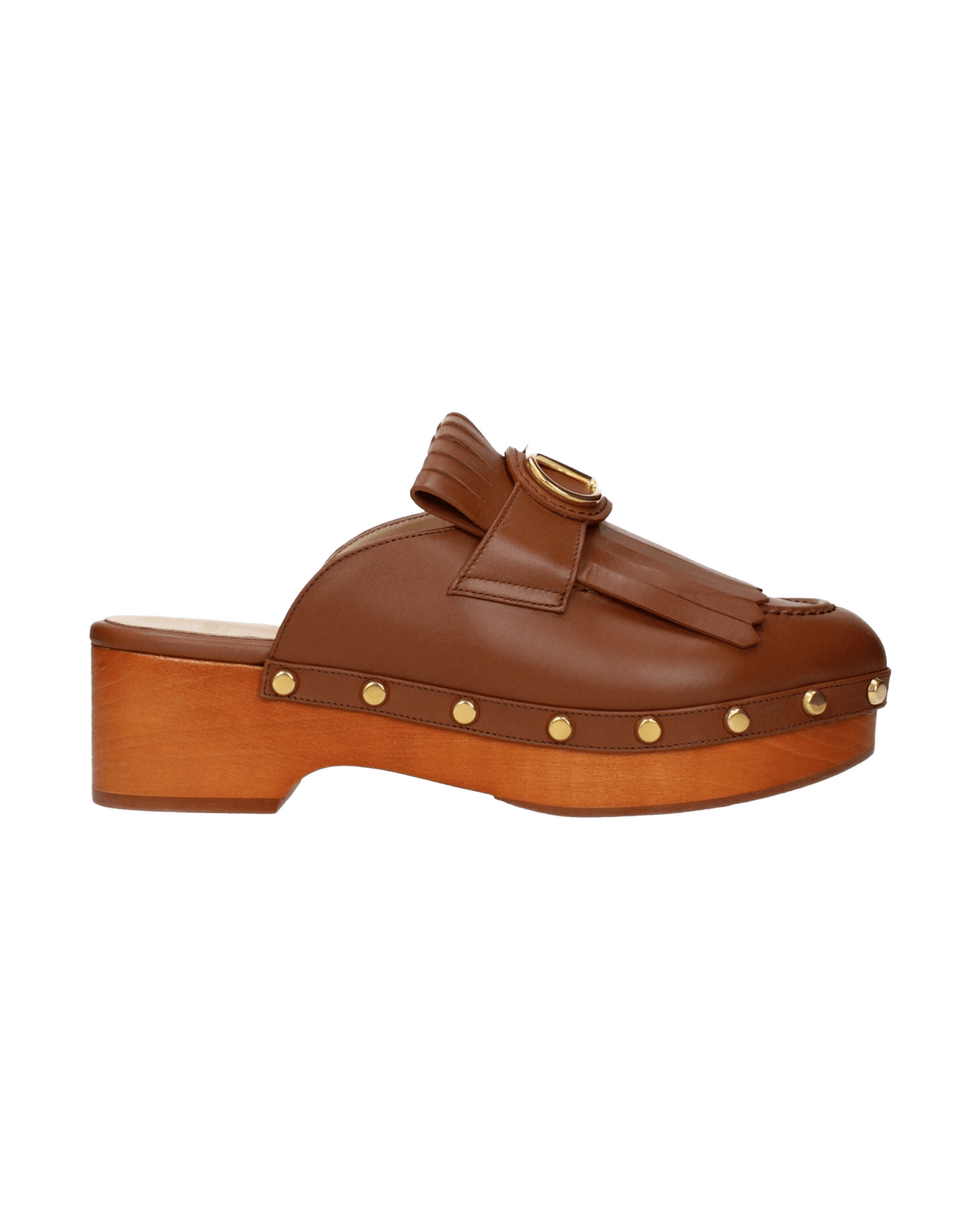 Valentino Garavani Brown Leather Slippers Flats