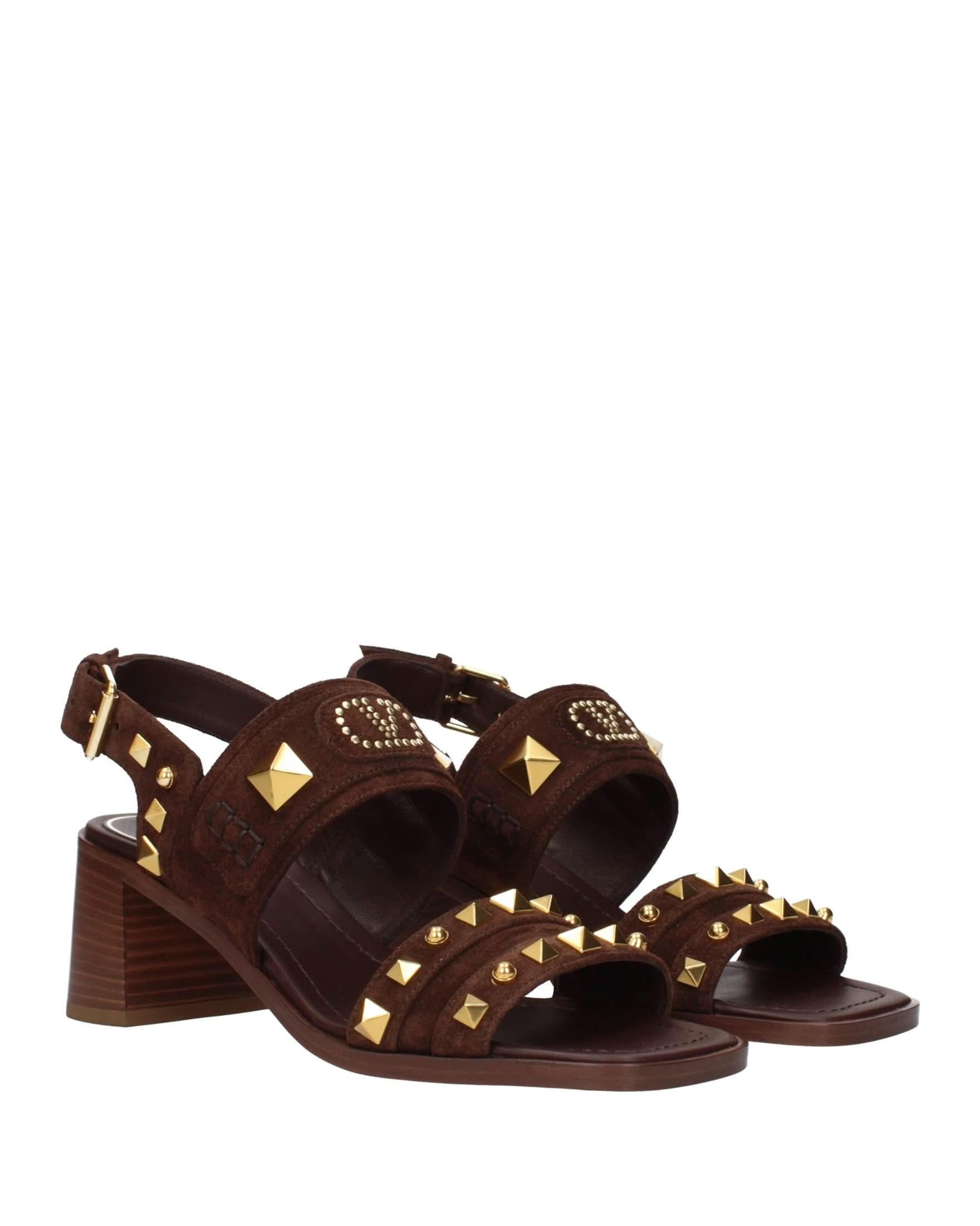 Valentino Garavani Brown Leather Strap Sandals Heels