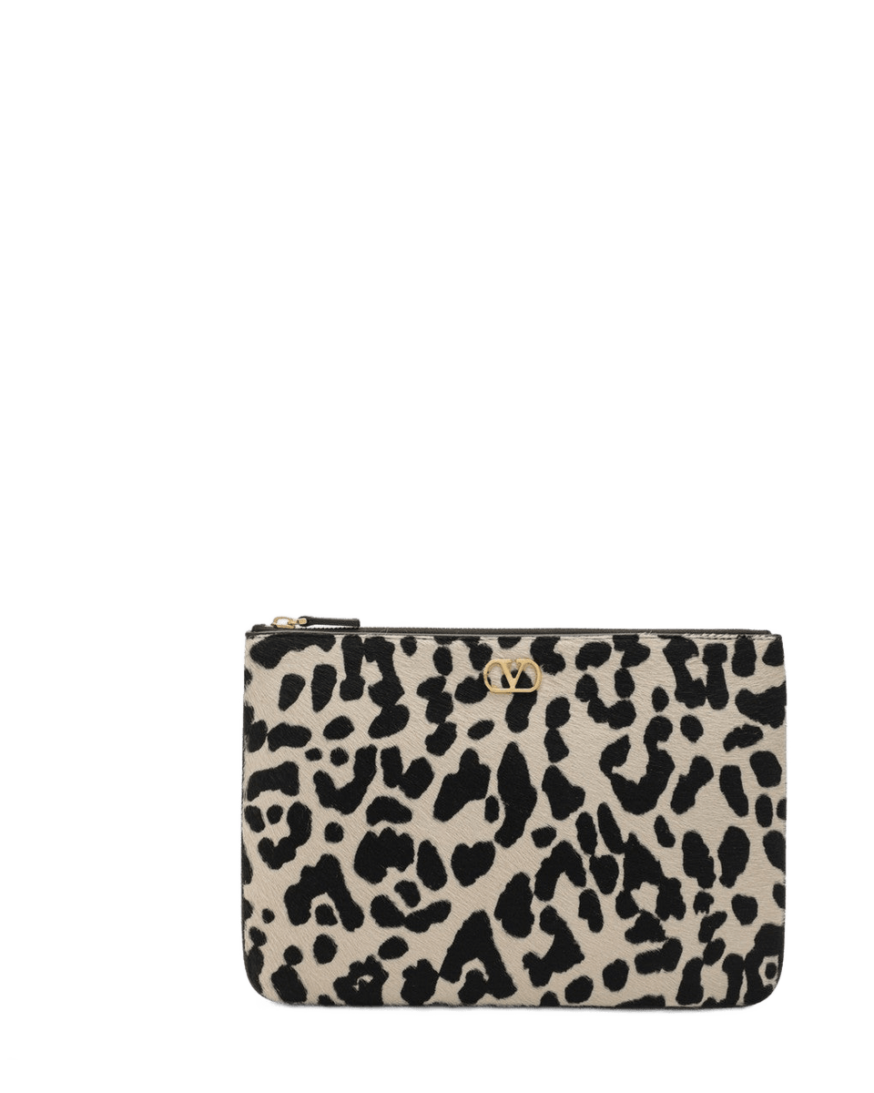 Valentino Garavani Animal Print Pony Effect Vlogo Signature Pouch Glam Steals