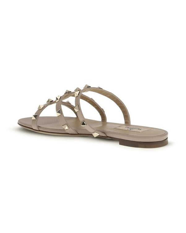 Valentino Garavani Beige Calf Leather Bos Taurus Flat Sandals Glam Steals