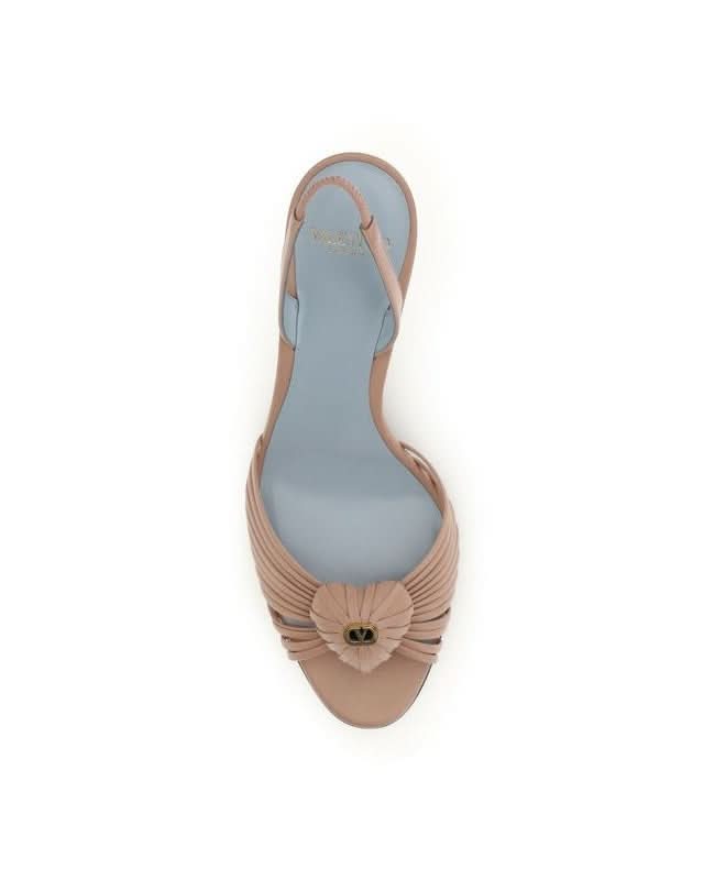 Valentino Garavani Beige Calf Leather Bos Taurus Stiletto Heel Sandals