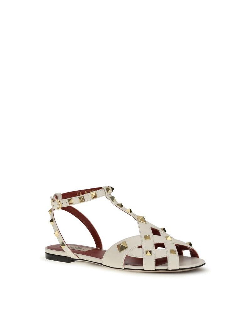 Valentino Garavani Beige Goatskin Flat Sandals