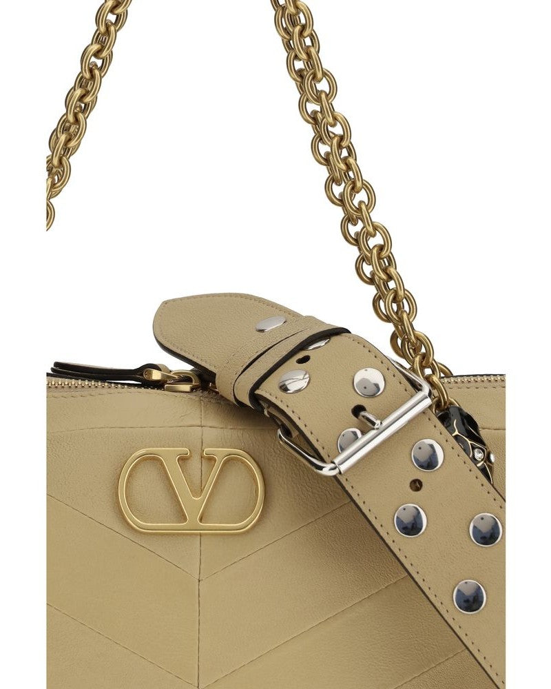 Valentino Garavani Beige Lamb Ovis Aries Shoulder Bag