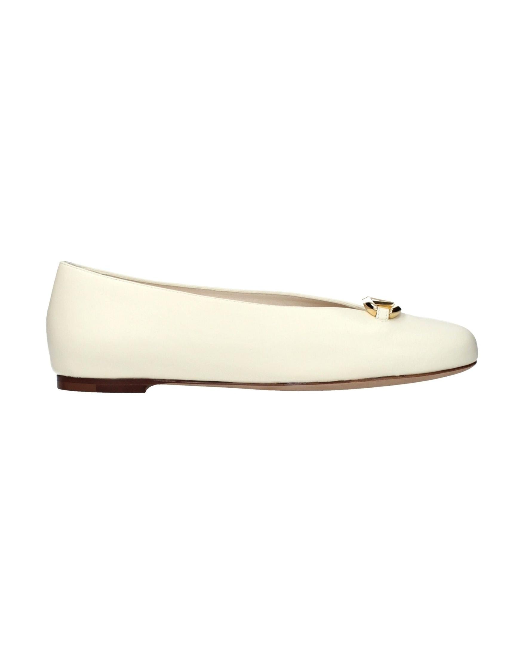 Valentino Garavani Beige Leather Ballet Flats Glam Steals